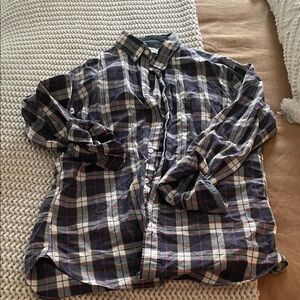 J. Crew Men's Button Down Plaid Shirt - Blue, White, Red